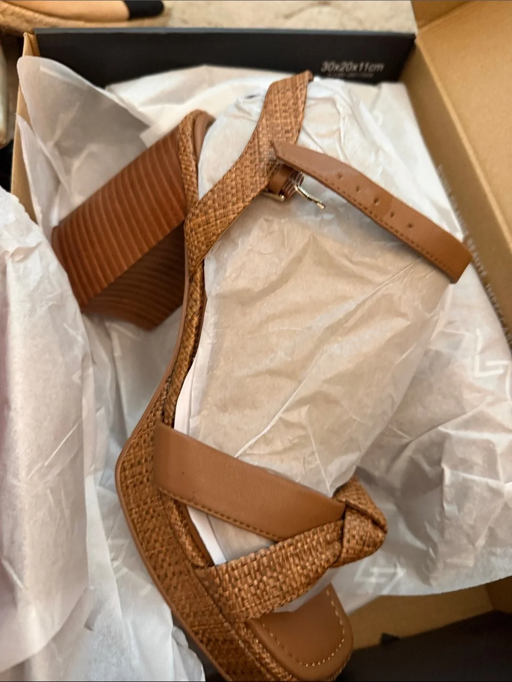 Naturalizer Brown Knotted Platform Block Heel Sandal